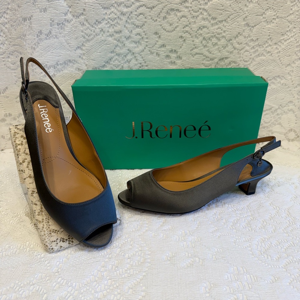 J.Renee jenvey dark taupe gray Slingback Heels